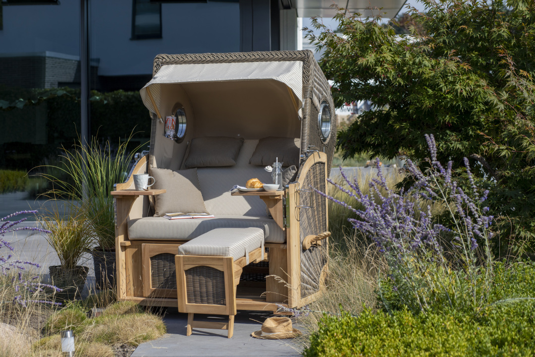 Strandkorb Rantum Teak PE grey Dessin 53...